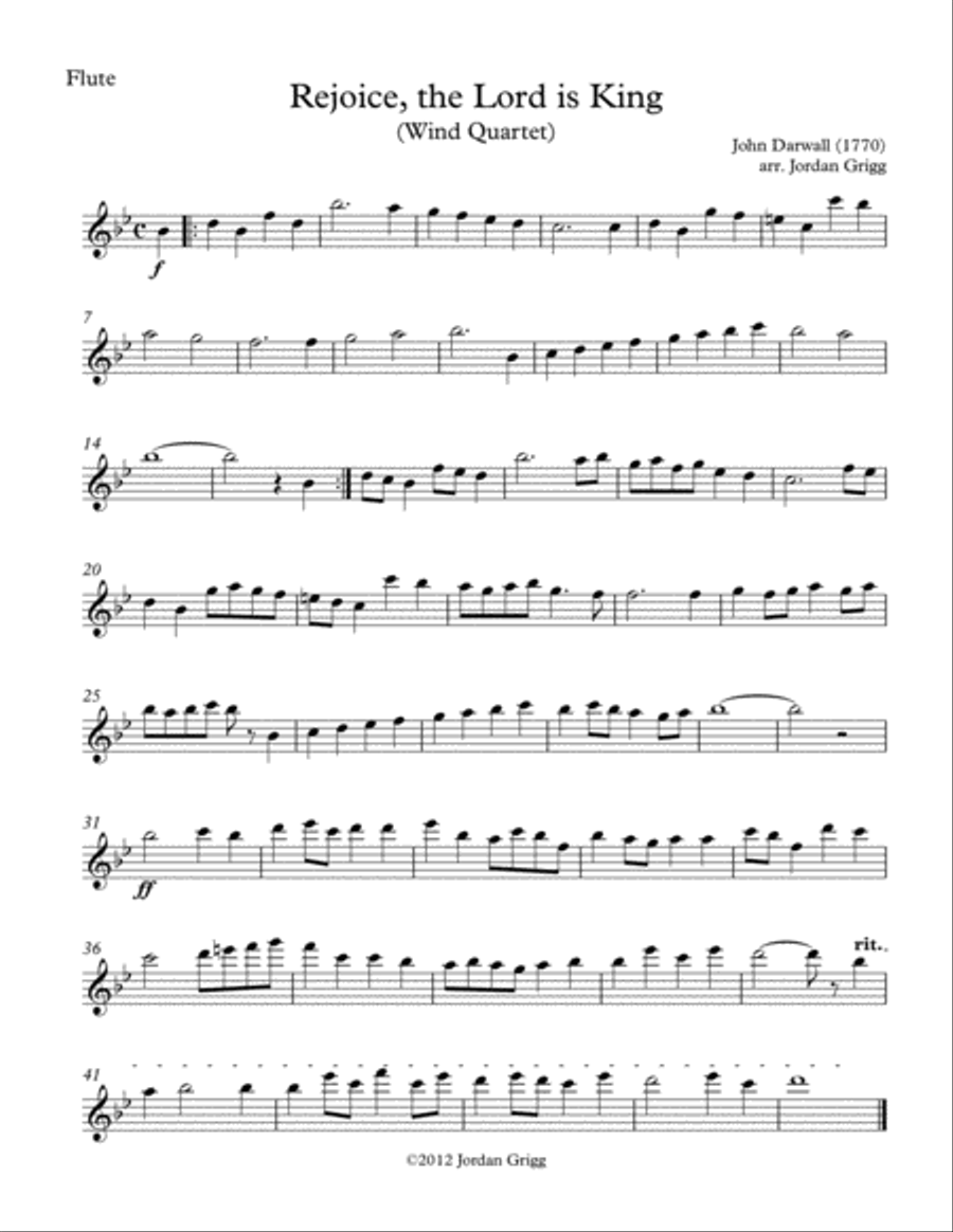 Rejoice, the Lord is King (Wind Quartet) Woodwind Quartet scores gallery preview page 4
