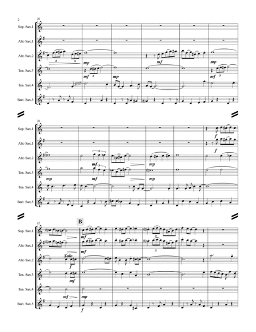 A Closer Walk With Thee (for Saxophone Quintet SATTB or AATTB) Saxophone Quintet scores gallery preview page 3