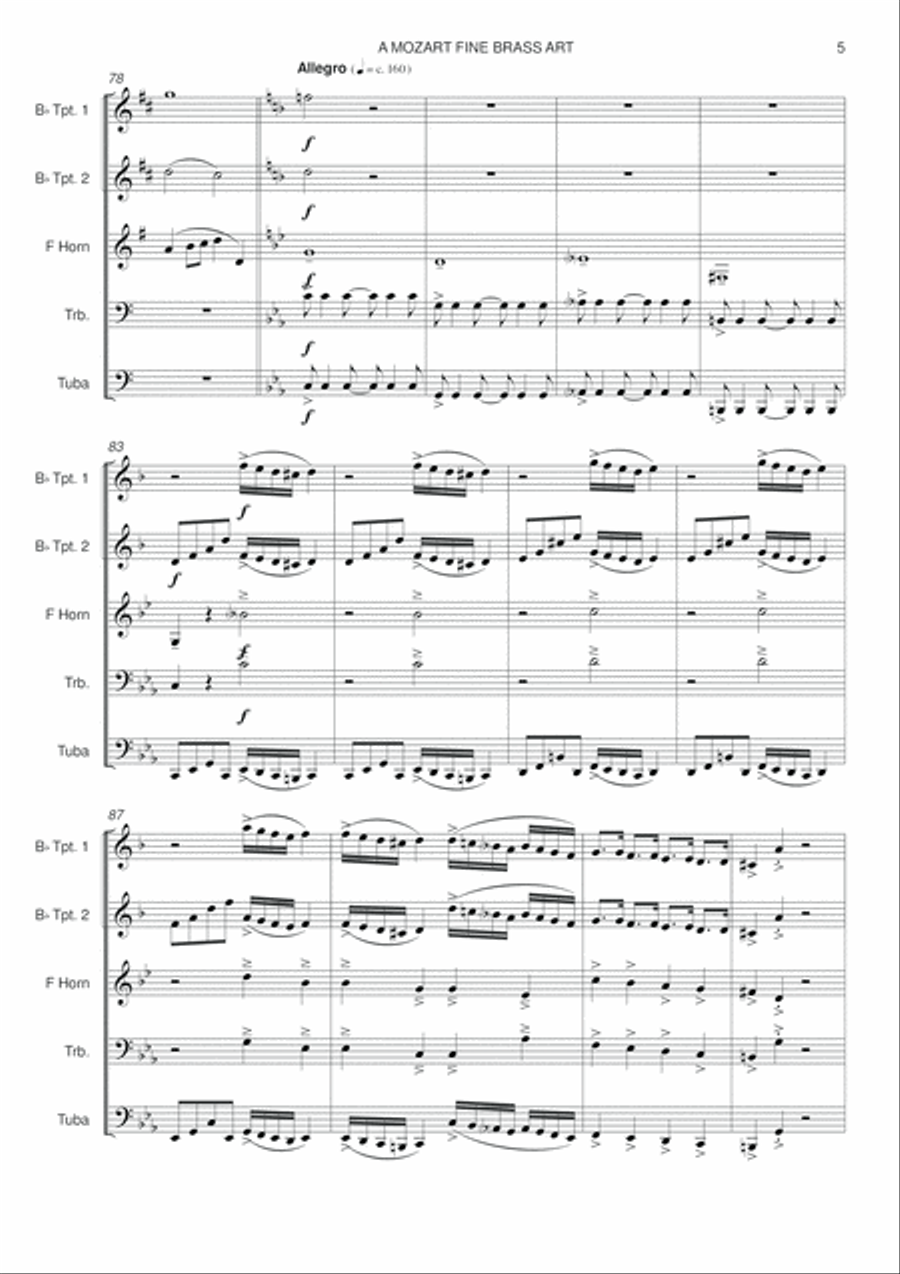 A MOZART FINE BRASS ART A MOZART FINE BRASS ART Brass Ensemble scores gallery preview page 6