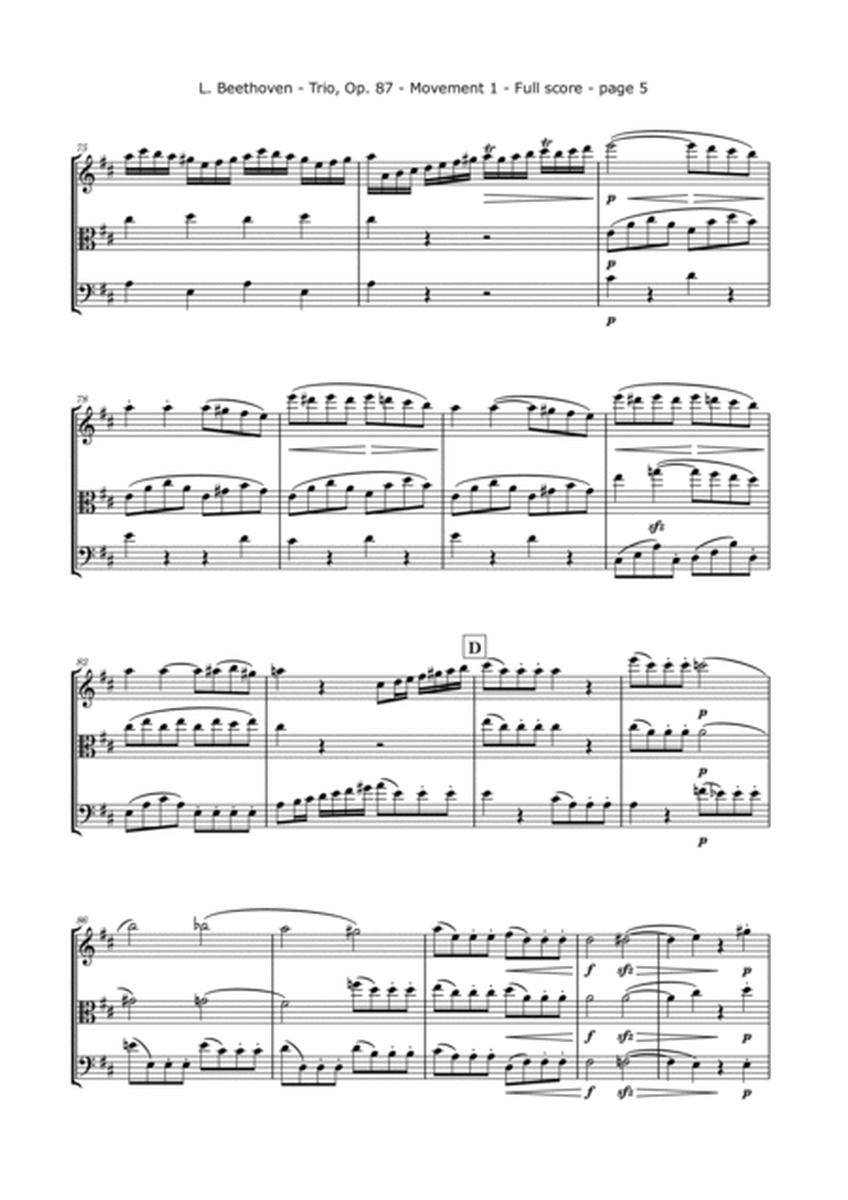 Beethoven, L. - Trio in C., Op. 87, Arranged for Violin, Viola and Cello image number null