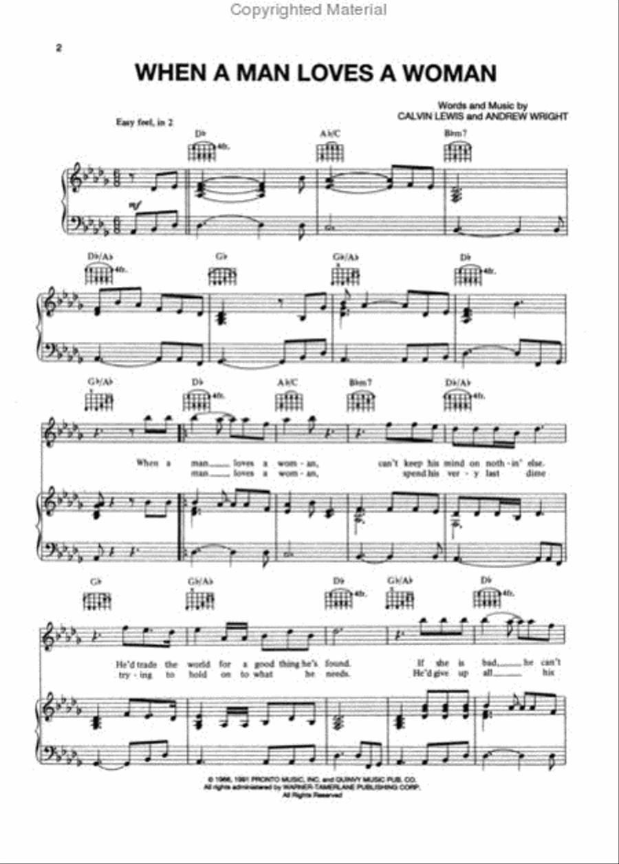 When a Man Loves a Woman Piano, Vocal, Guitar scores gallery preview page 2