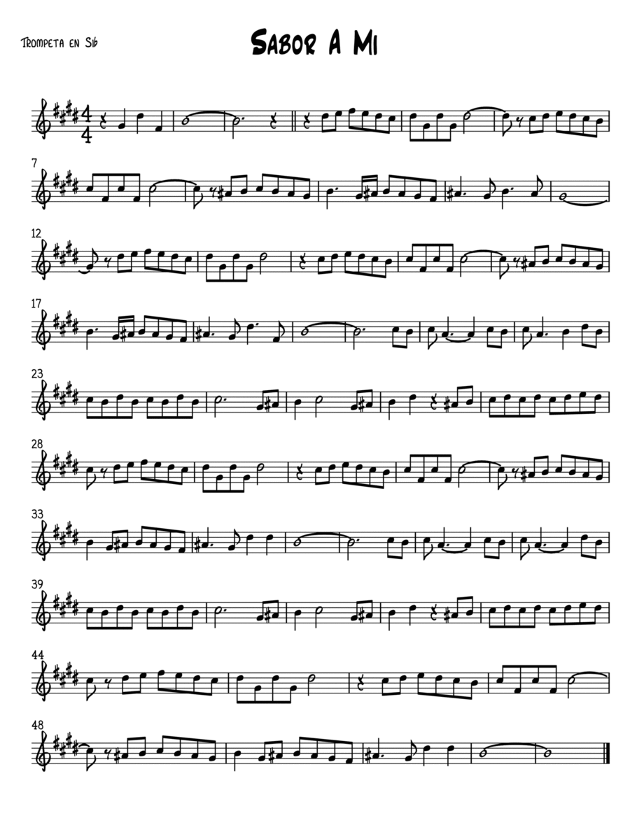 SABOR A MI SABOR A MI C Trumpet scores gallery preview page 1