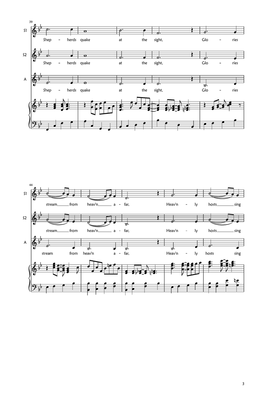 Silent Night - jazz version SSA scores gallery preview page 3