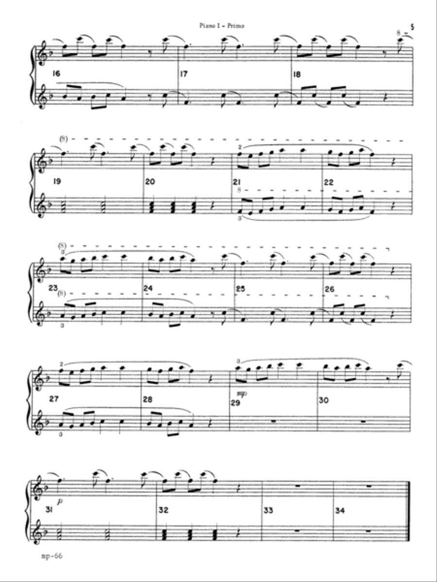 Sweetly Sings the Donkey - Piano Quartet (2 Pianos, 8 Hands) Cello scores gallery preview page 4