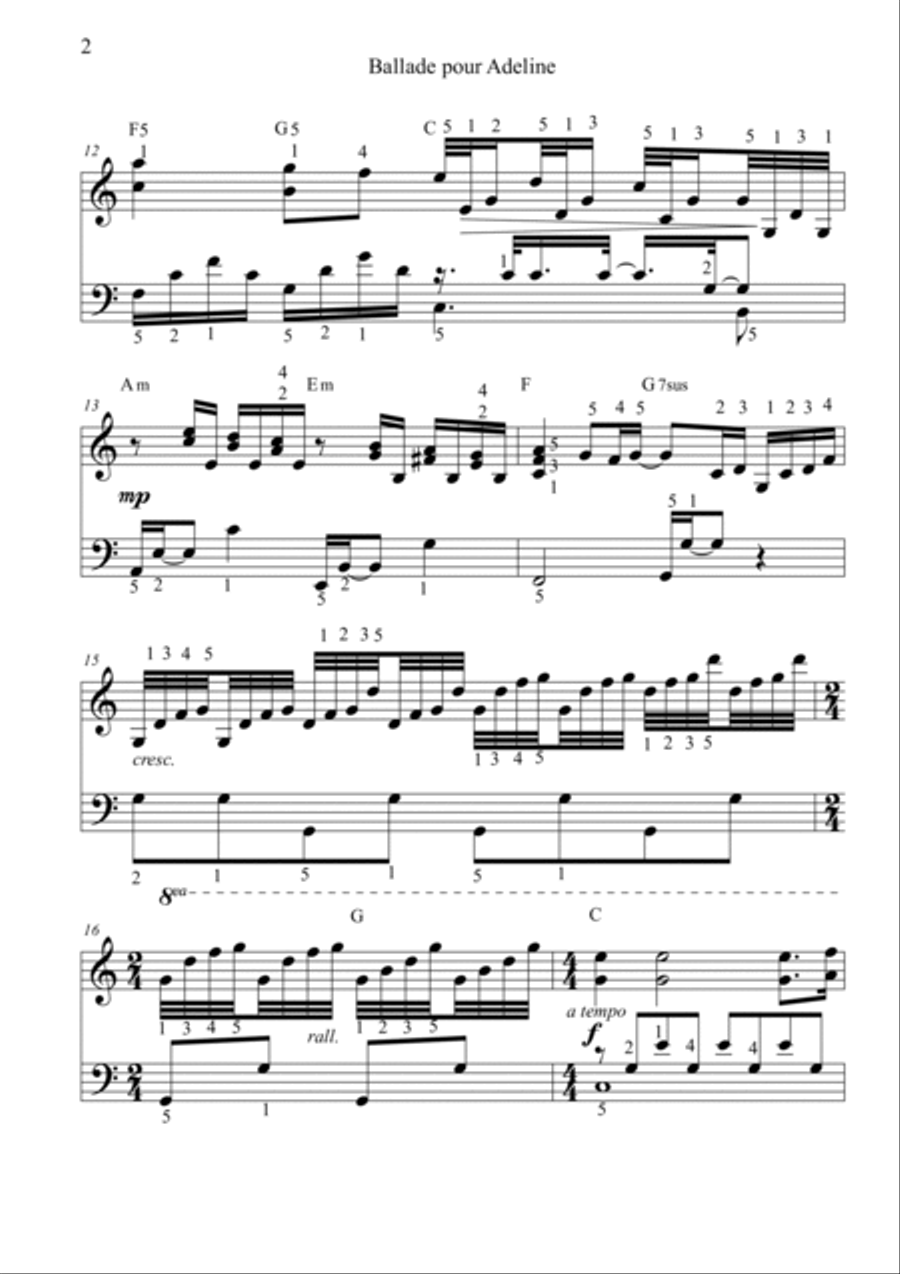 Ballade Pour Adeline Piano Solo scores gallery preview page 3