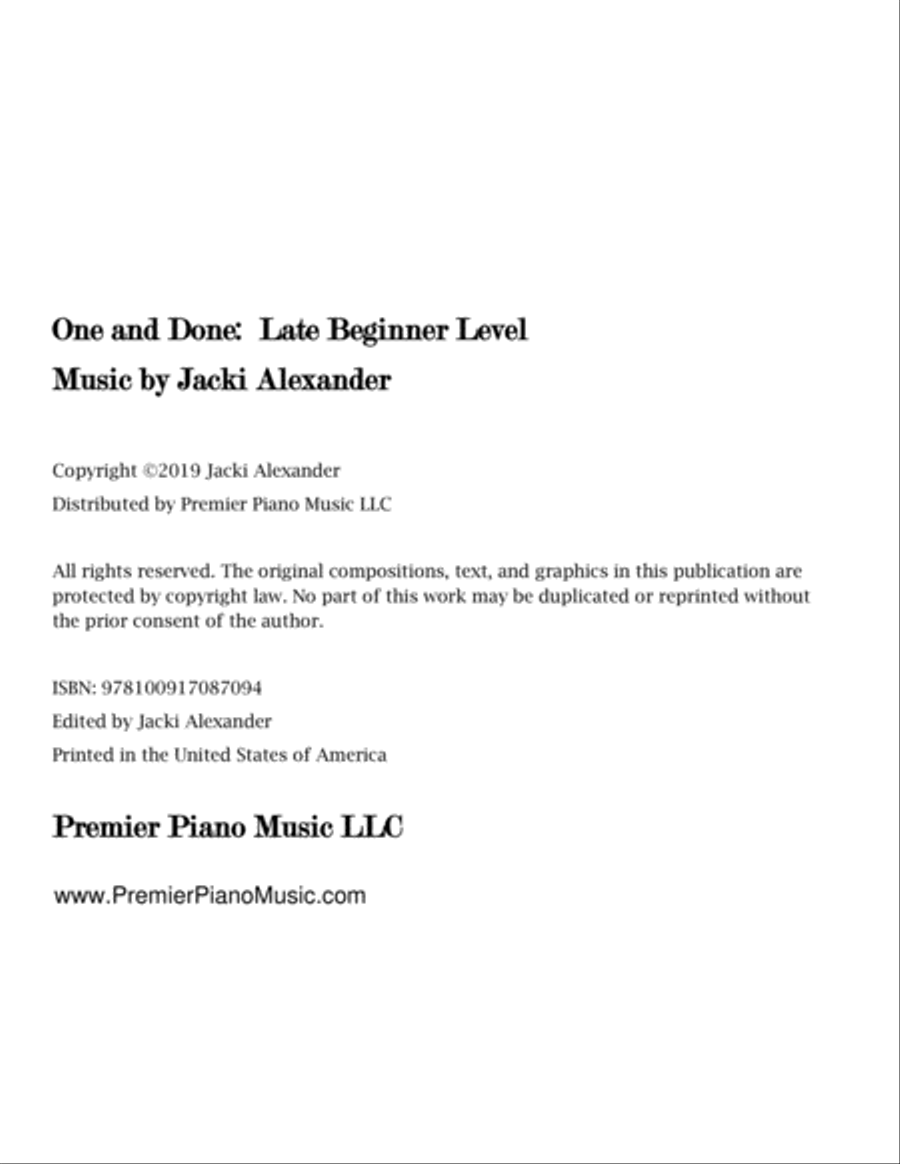 One & Done for the Late Beginner Piano Method scores gallery preview page 4