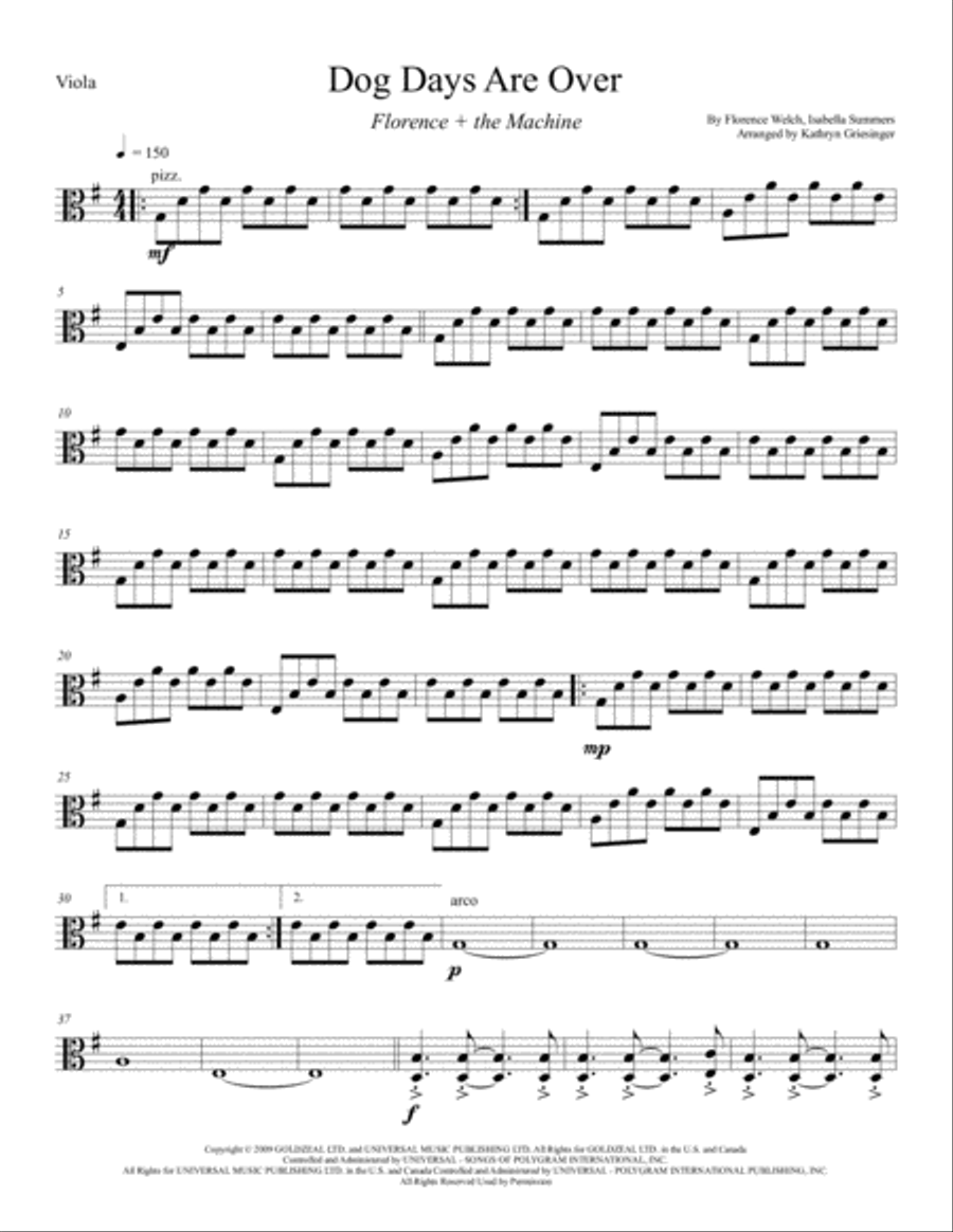 Dog Days Are Over String Quartet scores gallery preview page 5