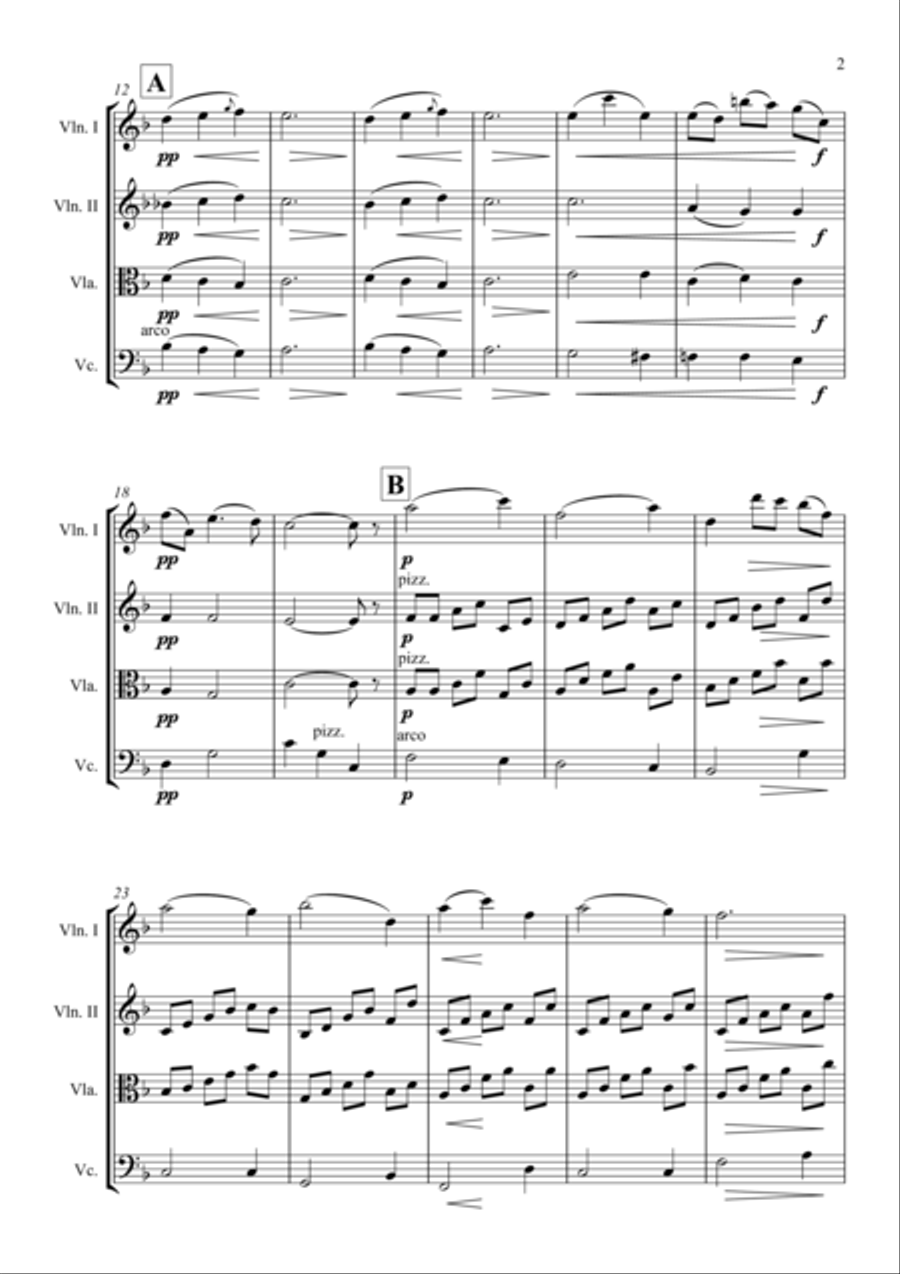 Intermezzo, from Cavalleria Rusticana, by Pietro Mascagni String Quartet scores gallery preview page 3