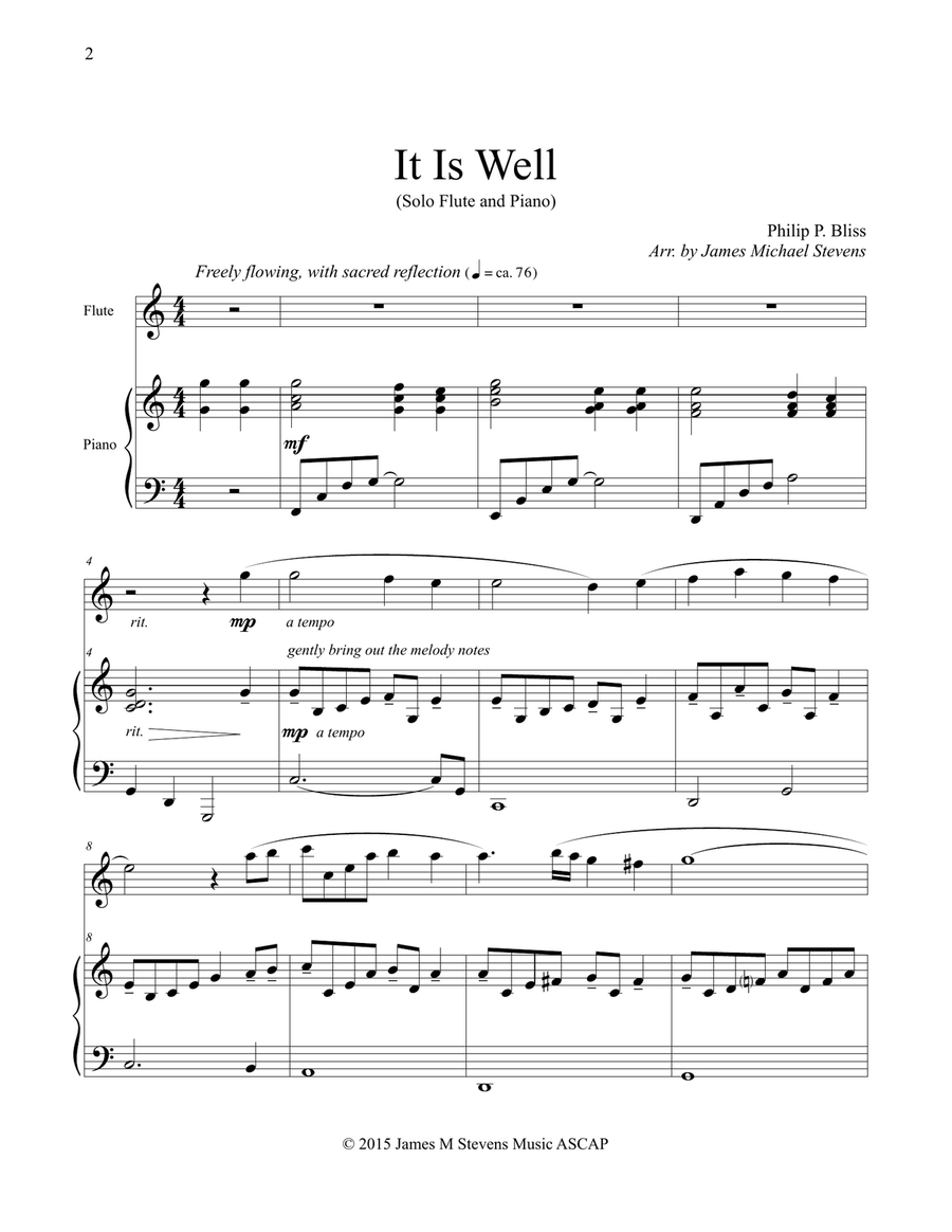 It Is Well With My Soul (Solo Flute, Piano) Flute Solo scores gallery preview page 2