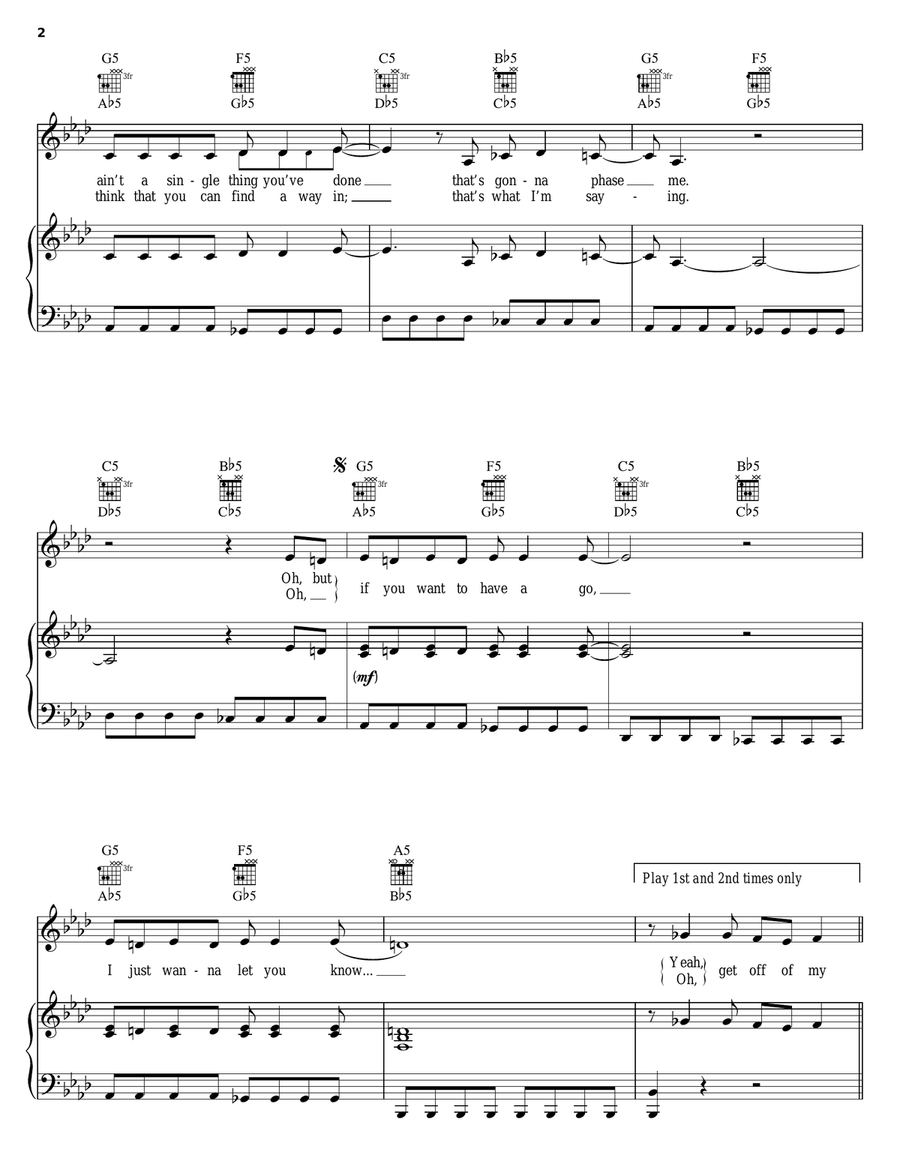 Get Off My Back Piano, Vocal, Guitar scores gallery preview page 2