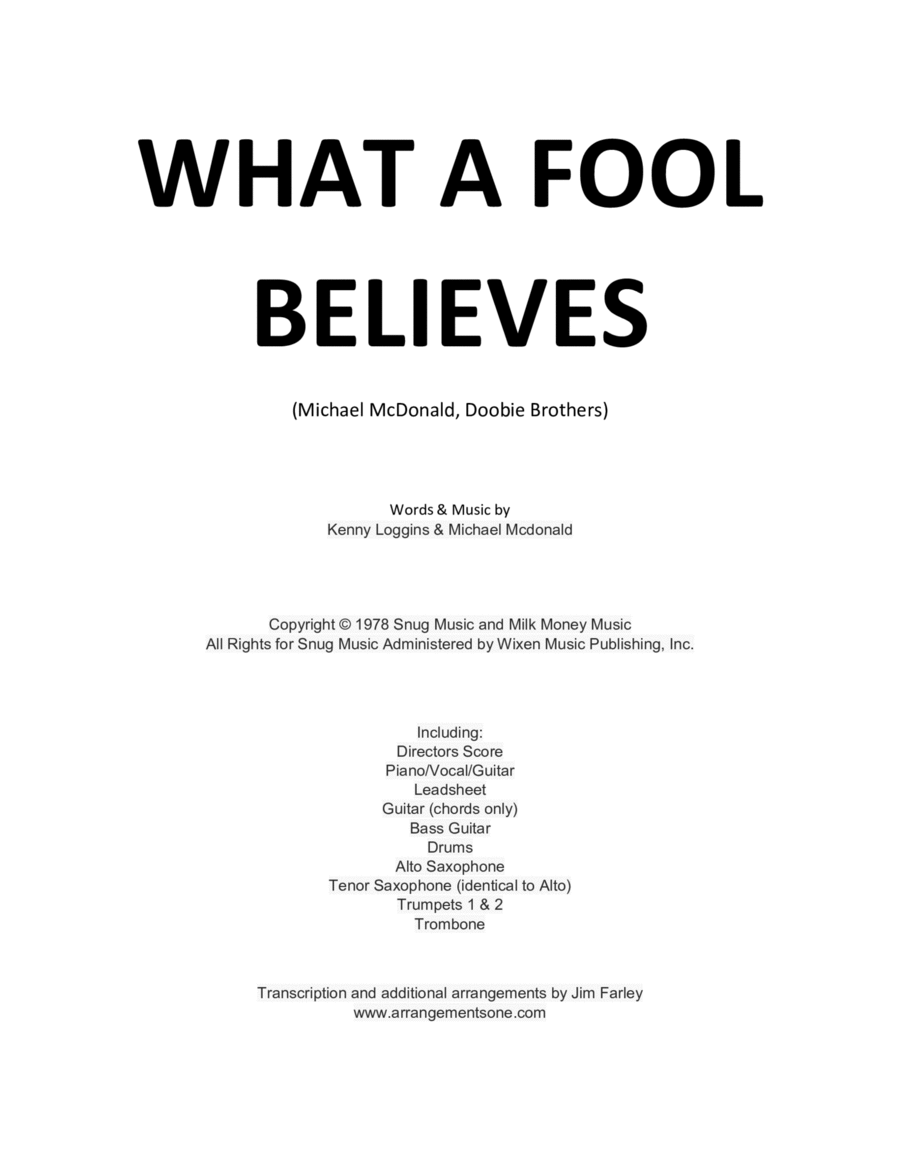 What A Fool Believes Tenor Saxophone scores gallery preview page 1