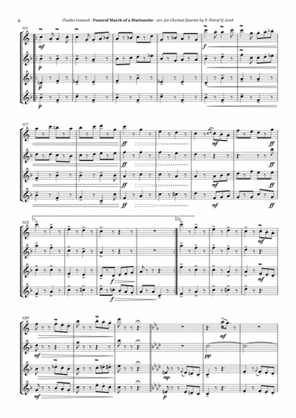 Gounod - Funeral March of a Marionette - Clarinet Quartet, score and parts image number null