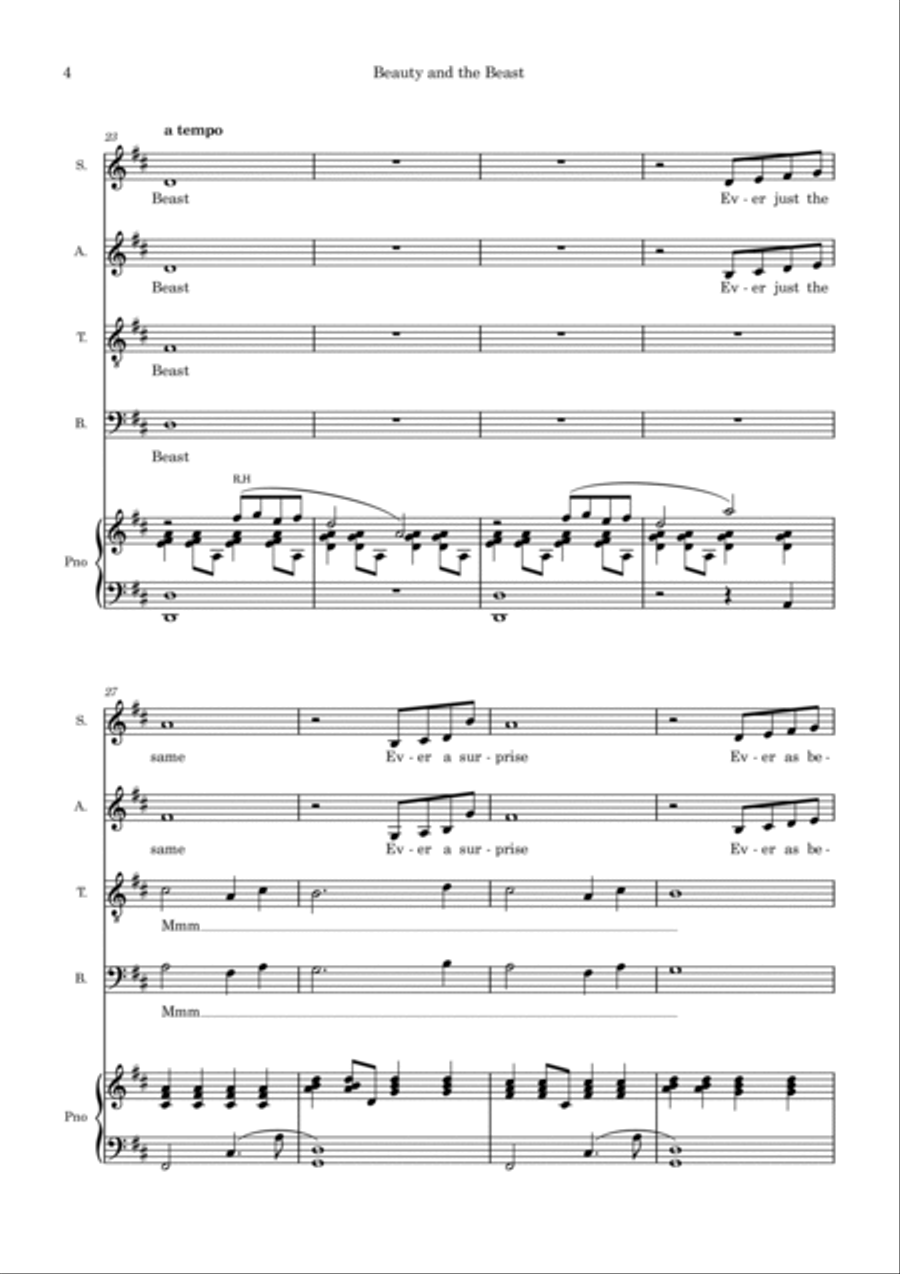 Beauty And The Beast 4-Part scores gallery preview page 4
