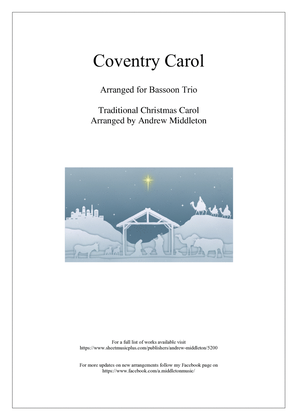 Book cover for Coventry Carol arranged for Bassoon Trio