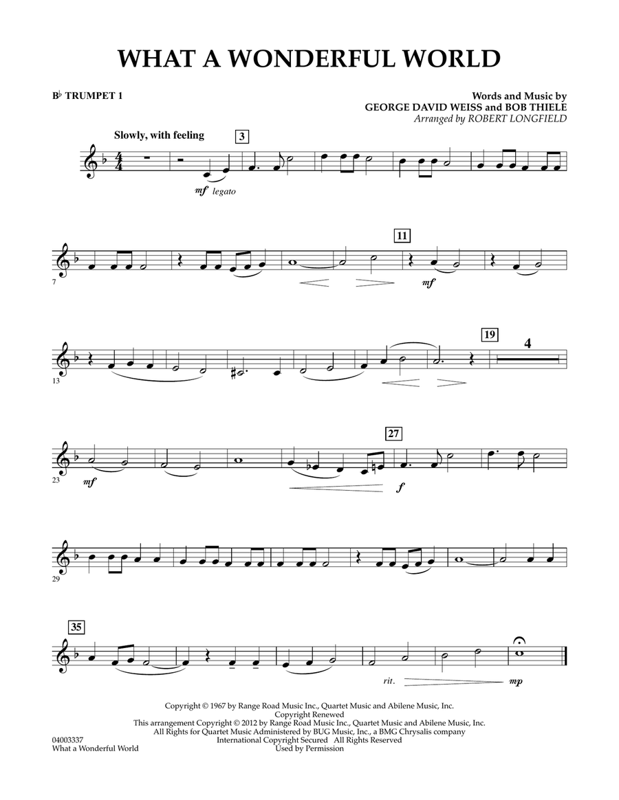 What A Wonderful World - Bb Trumpet 1 Concert Band scores gallery preview page 1