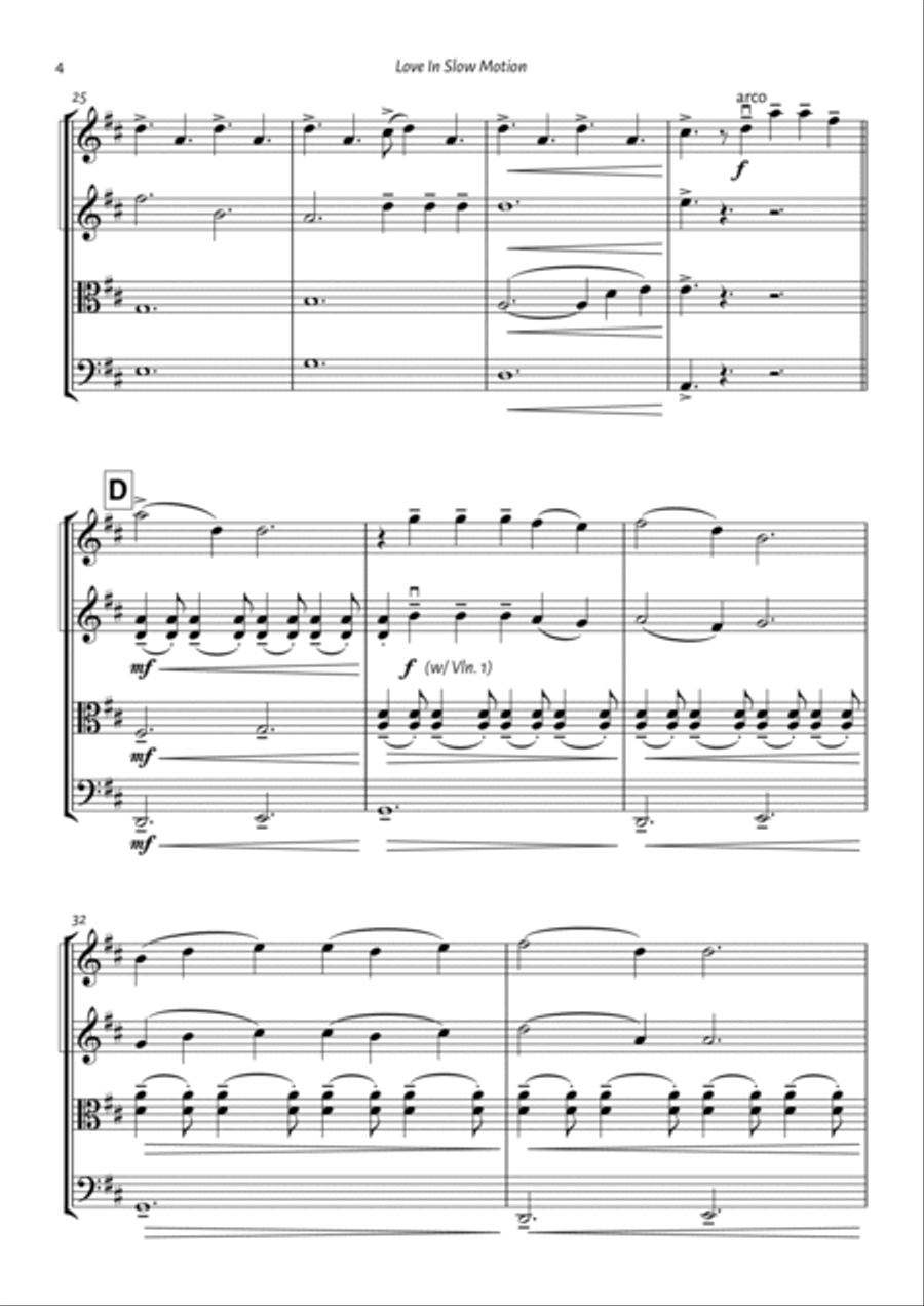 Love In Slow Motion String Quartet scores gallery preview page 4