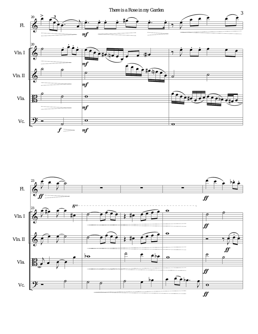 There is a Rose in my Garden for flute and strings Chamber Orchestra scores gallery preview page 3