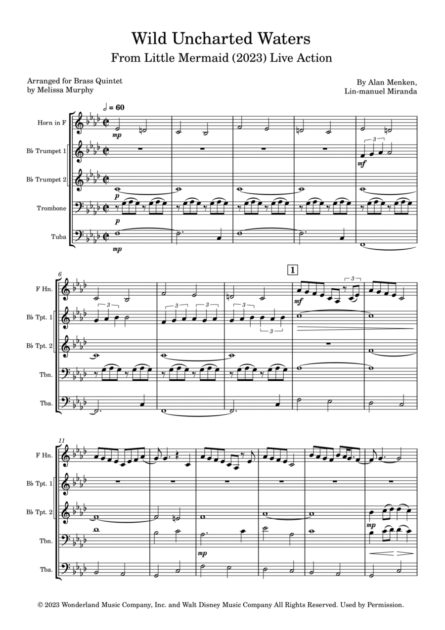 Wild Uncharted Waters Brass Quintet scores gallery preview page 1