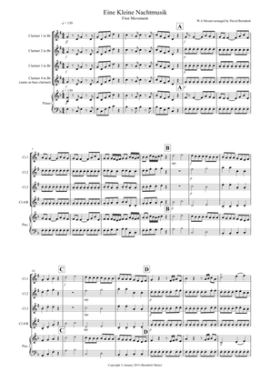 Book cover for Eine Kleine Nachtmusik (1st movement) for Clarinet Quartet