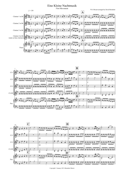 Eine Kleine Nachtmusik (1st movement) for Clarinet Quartet image number null