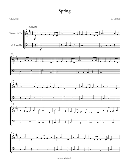vivaldi spring easy Clarinet and Cello sheet music image number null