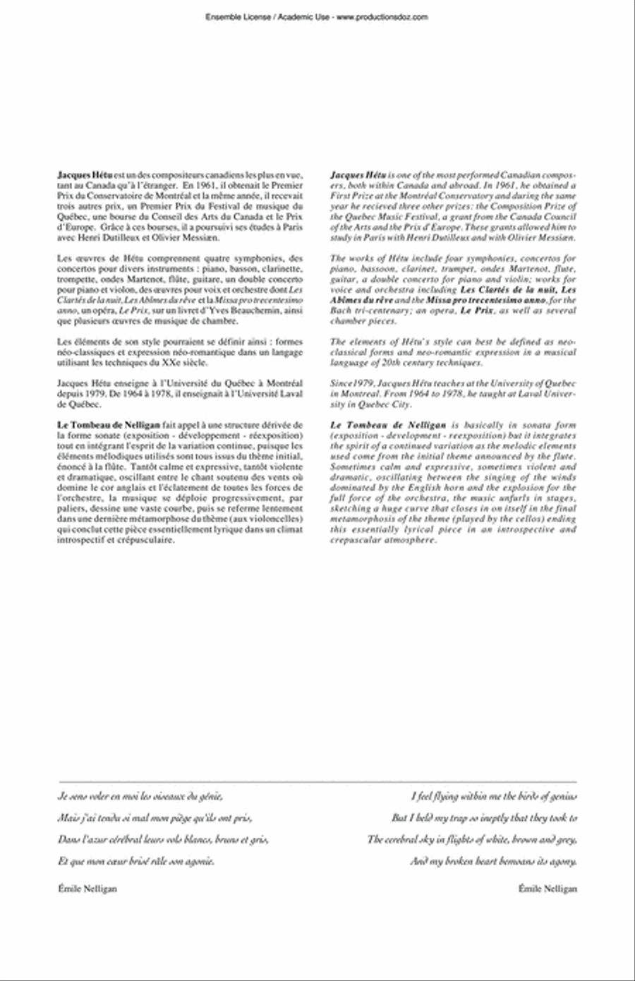 Le Tombeau de Nelligan op. 52 Orchestra scores gallery preview page 2