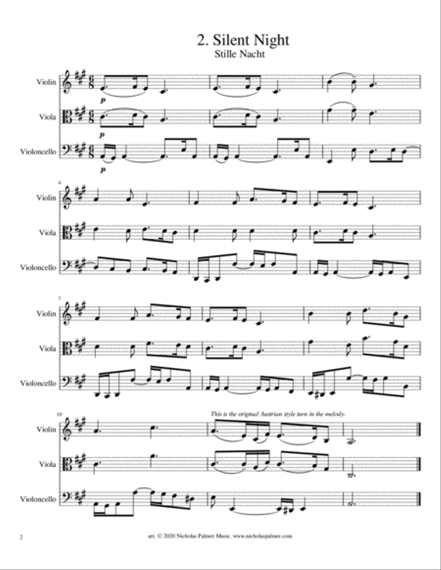 10 Christmas Carol Arrangements for String Trio String Trio scores gallery preview page 3