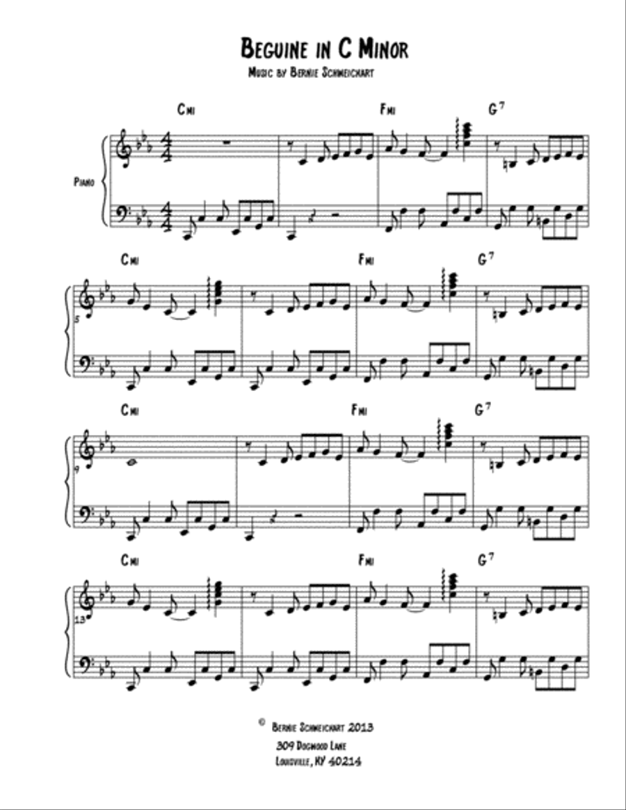 Beguine in C Minor Piano Solo scores gallery preview page 1