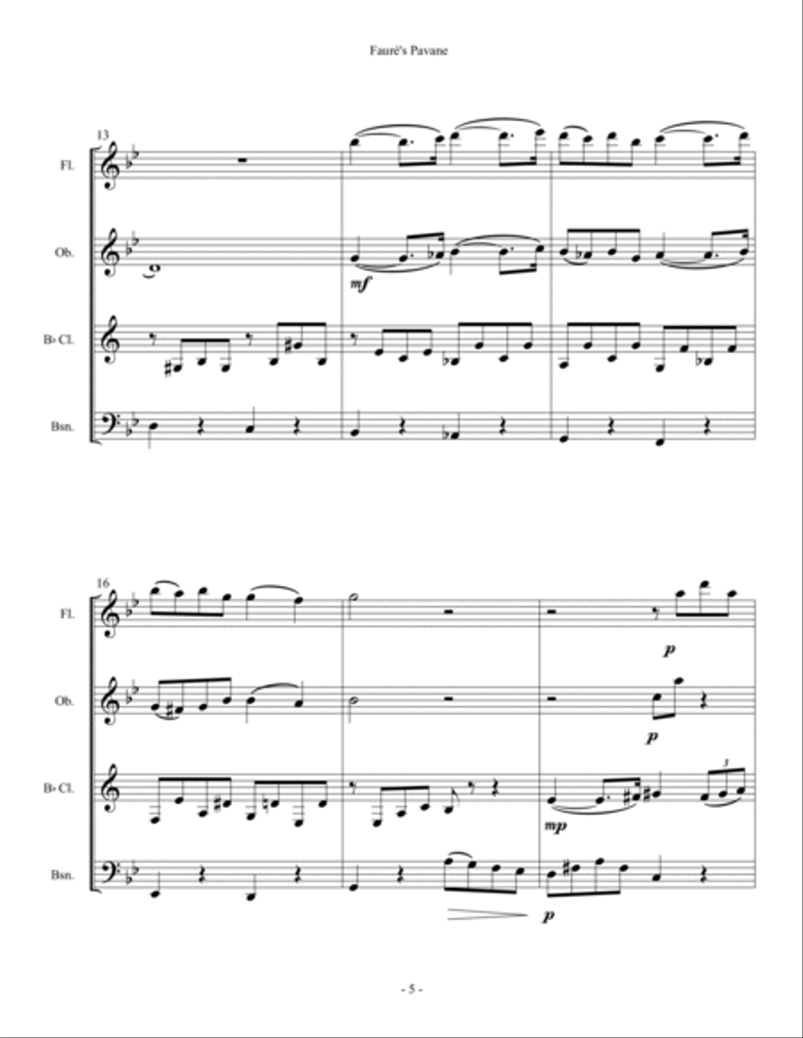Fauré's Pavane - Woodwind Quartet Woodwind Quartet scores gallery preview page 5