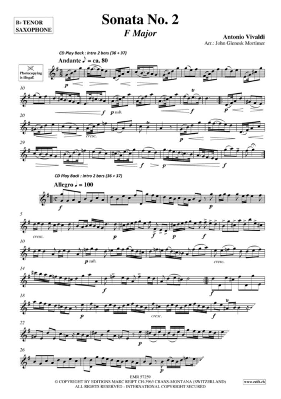 Sonata No. 2 Tenor Saxophone scores gallery preview page 3