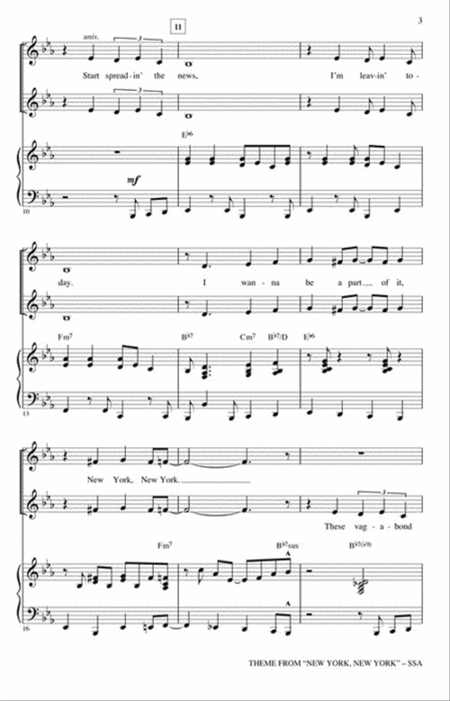 Theme from “New York, New York” SSA scores gallery preview page 3