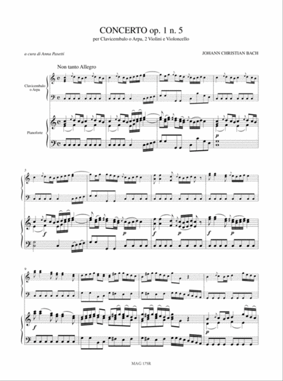 Concerto Op. 1 No. 5 for Harpsichord or Harp, 2 Violins and Violoncello Harp scores gallery preview page 2