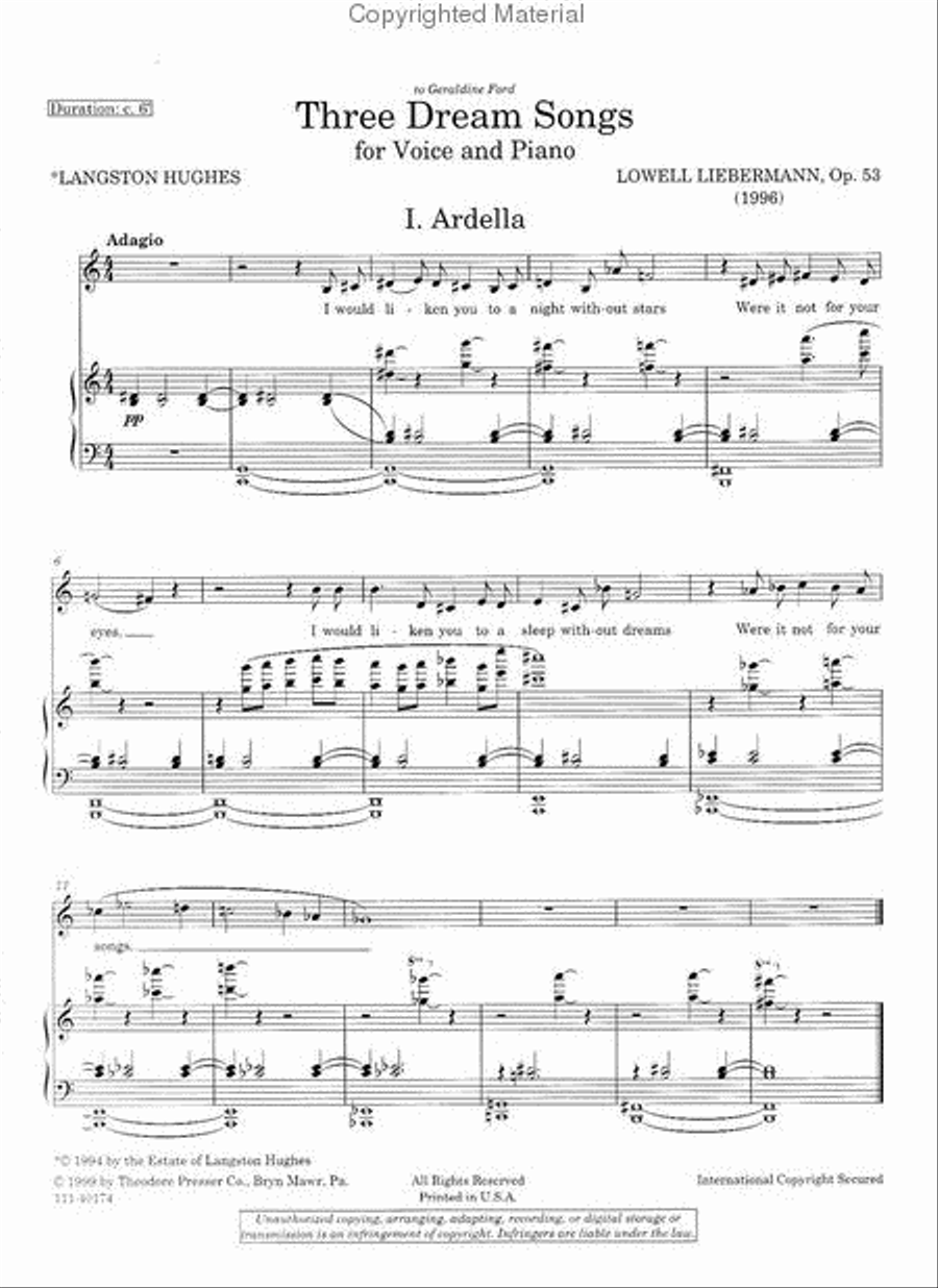 Three Dream Songs Three Dream Songs Chamber Music scores gallery preview page 2