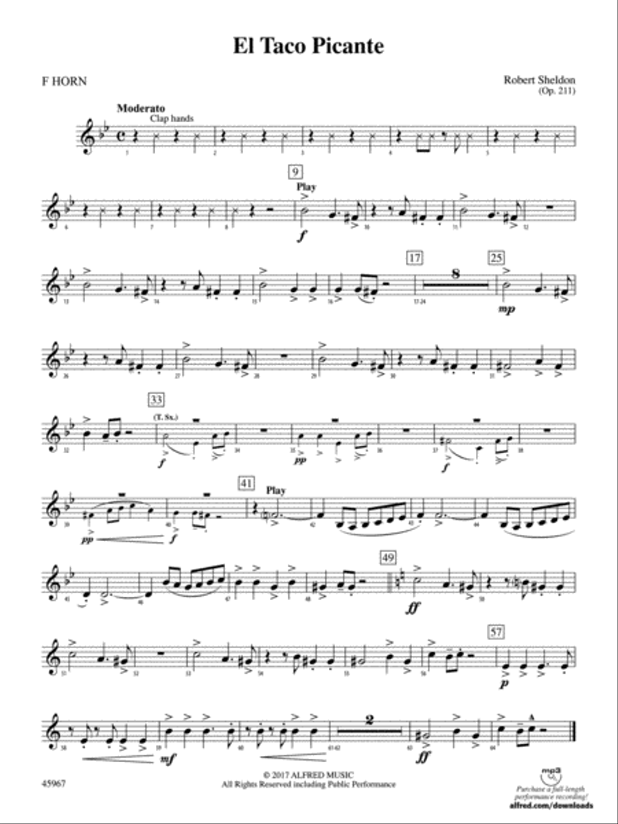 El Taco Picante: 1st F Horn Concert Band scores gallery preview page 1
