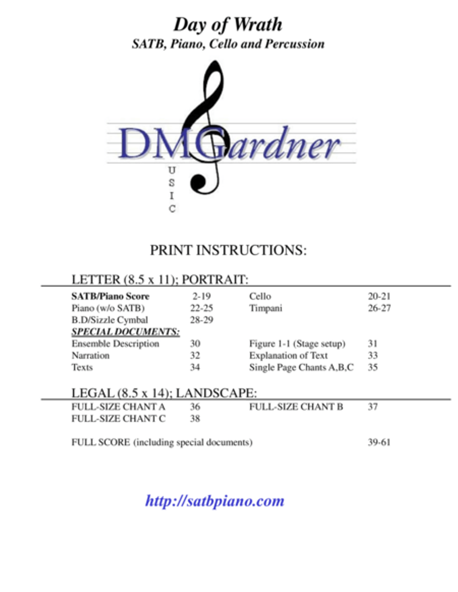 Day of Wrath (SATB, Cello Solo, Narrator, Piano, Perc) 4-Part scores gallery preview page 1