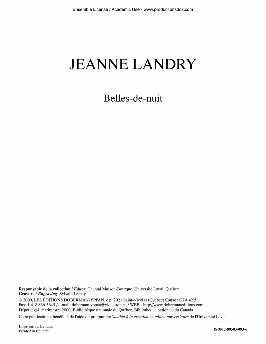Belles-de-nuit Belles-de-nuit Piano Solo scores gallery preview page 1