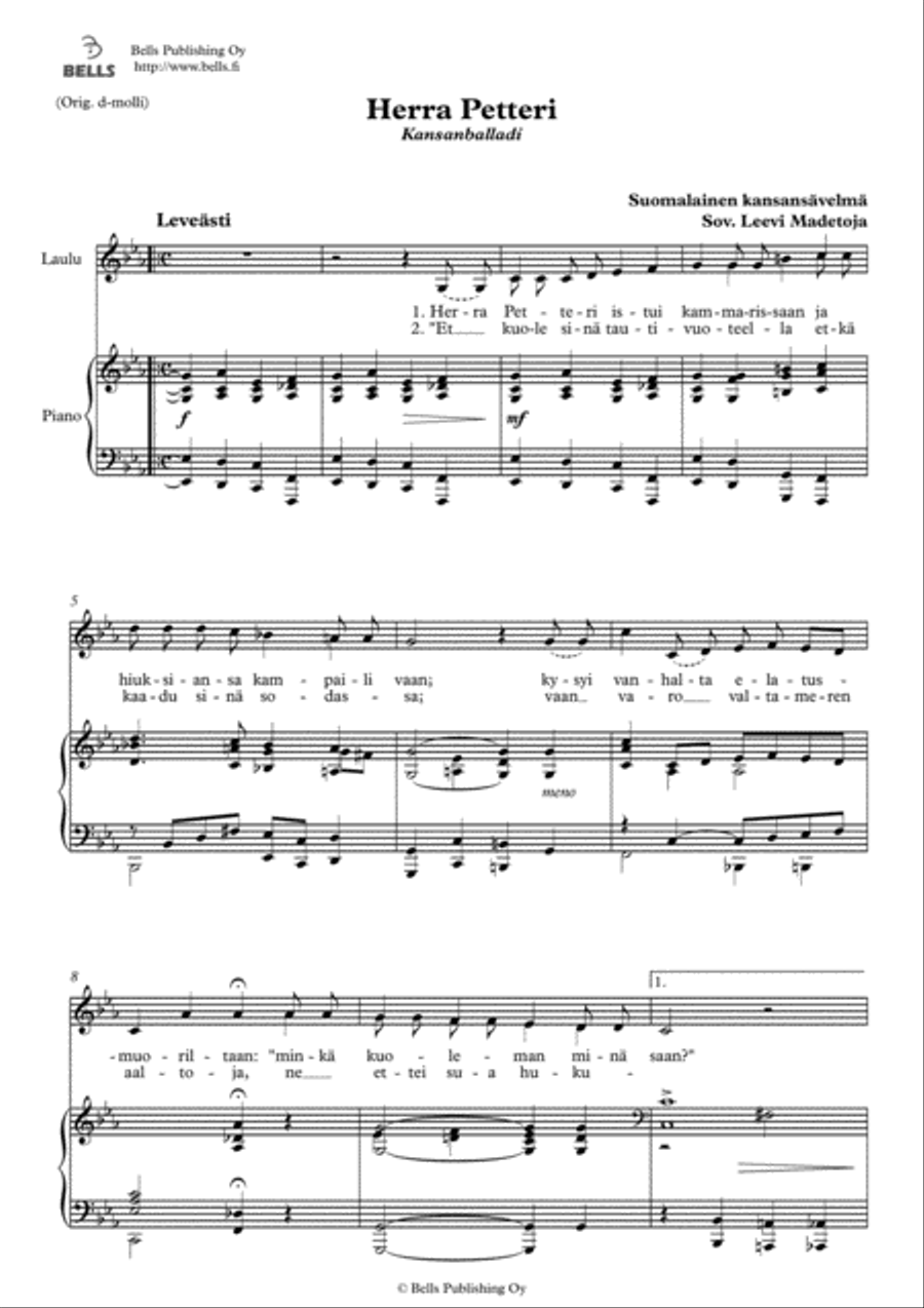 Herra Petteri (C minor) Herra Petteri (C minor) Voice Solo scores gallery preview page 1