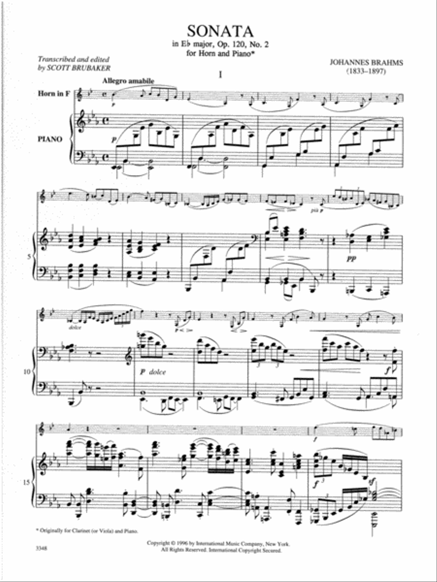 Sonata In E Flat Major, Opus 120 Horn scores gallery preview page 2