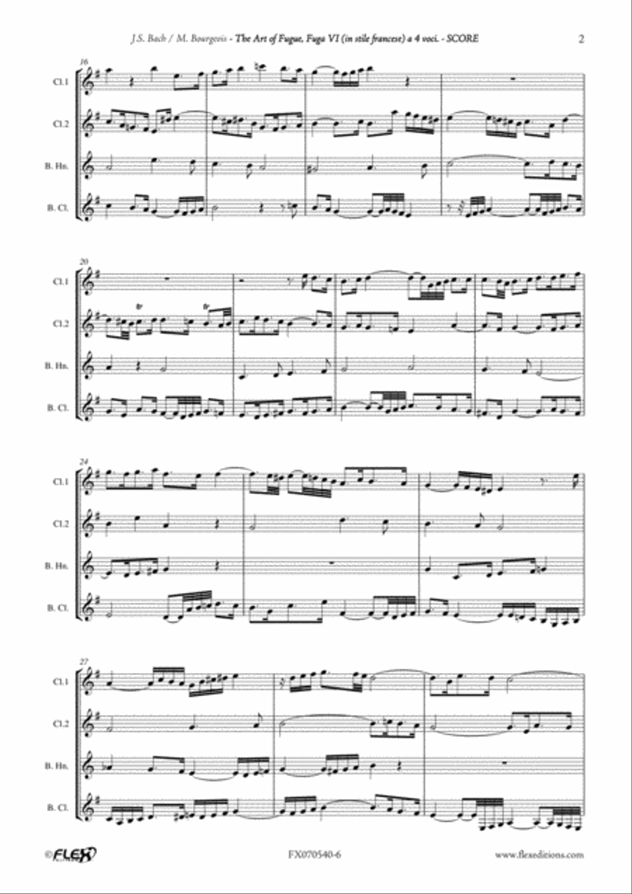 The Art of Fugue BWV1080 - Fuga VI Clarinet Quartet scores gallery preview page 3