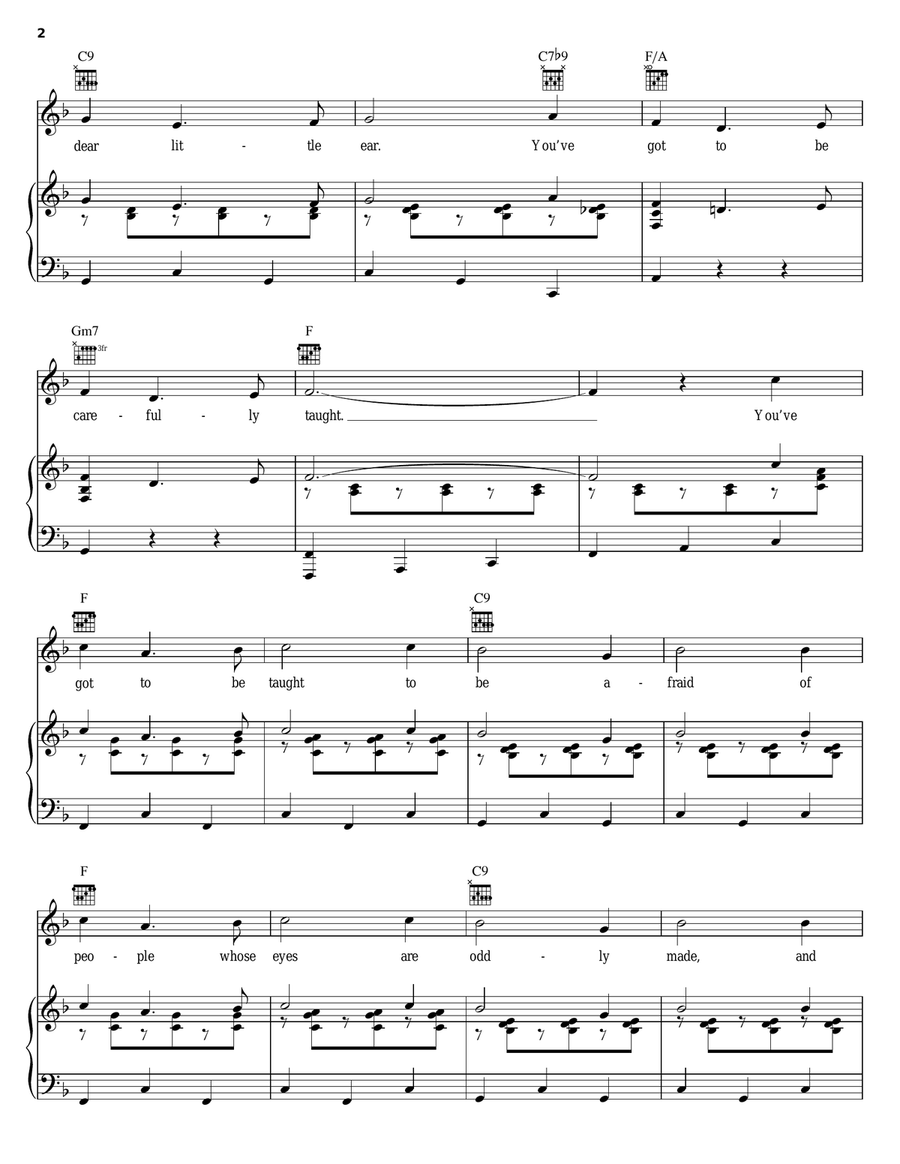 You've Got To Be Carefully Taught Piano, Vocal, Guitar scores gallery preview page 2
