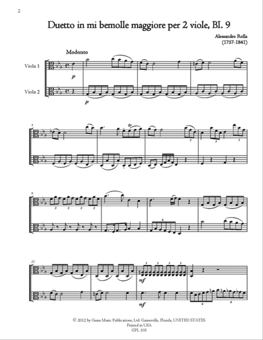 22 Viola Duets, BI. 1-22 Volume 2 (BI. 9-15)