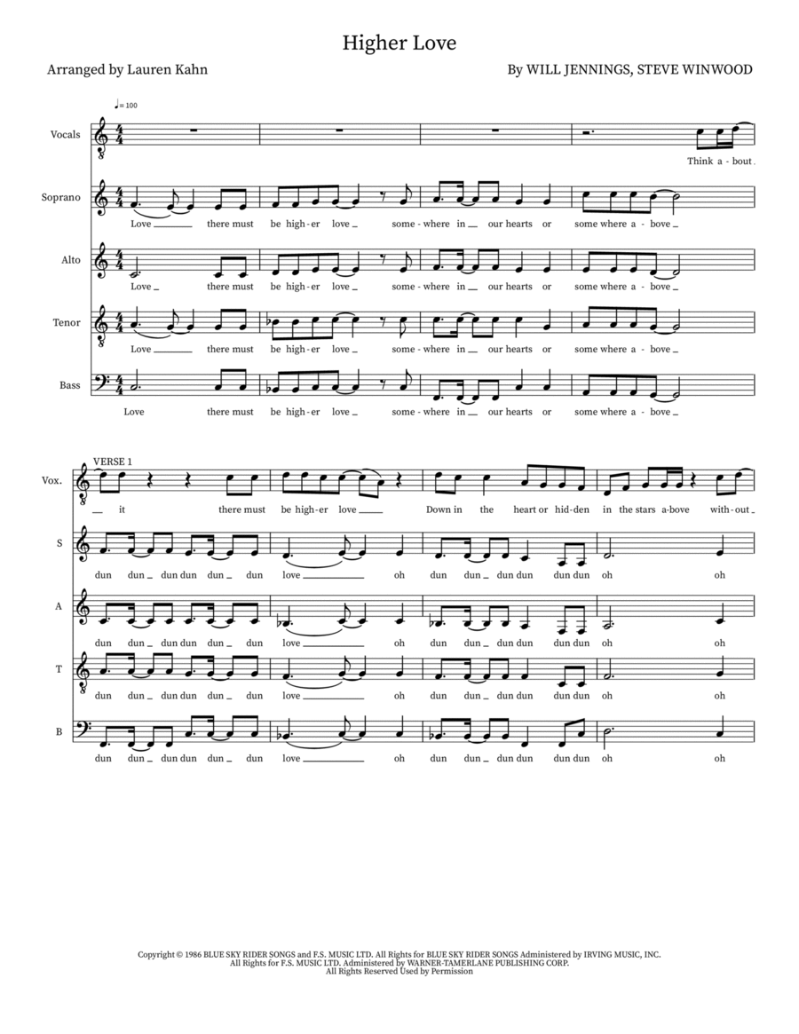 Higher Love Small Ensemble scores gallery preview page 1