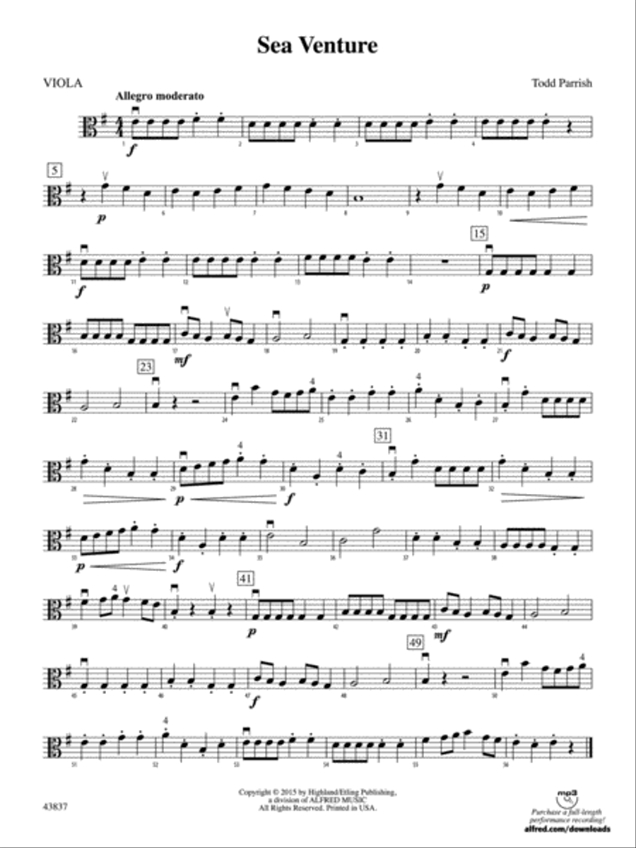 Sea Venture: Viola String Orchestra scores gallery preview page 1