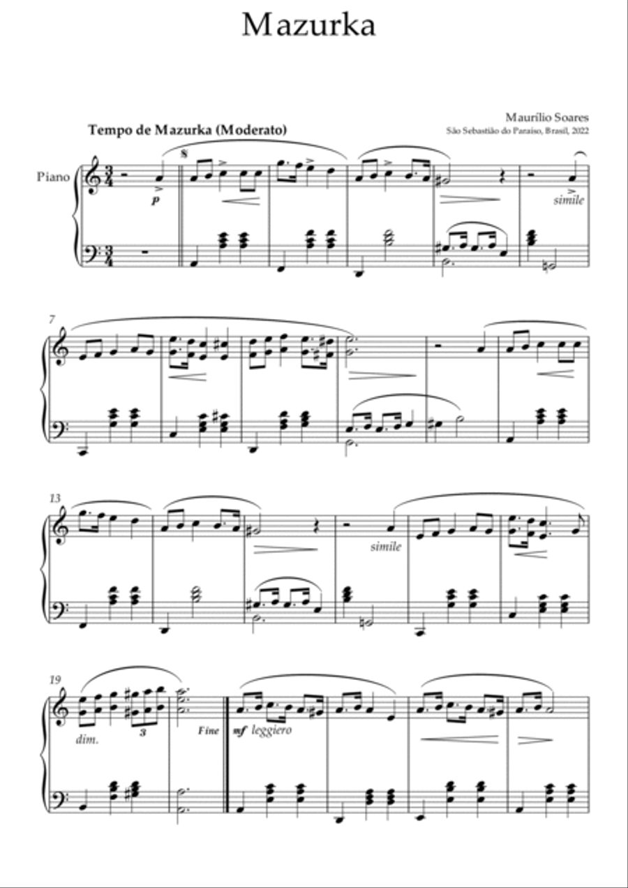 Mazurka em Am Piano Solo scores gallery preview page 2