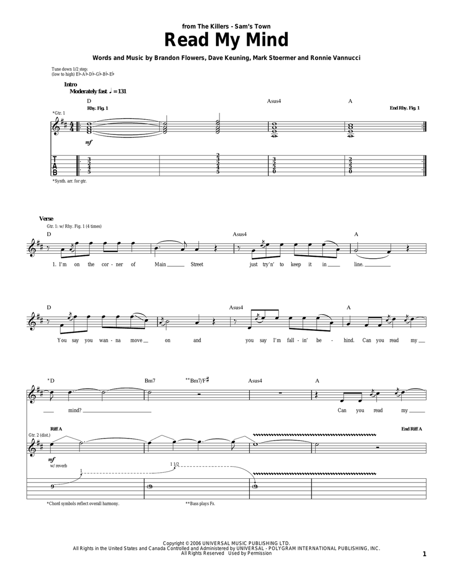 Read My Mind Read My Mind Acoustic Guitar scores gallery preview page 1