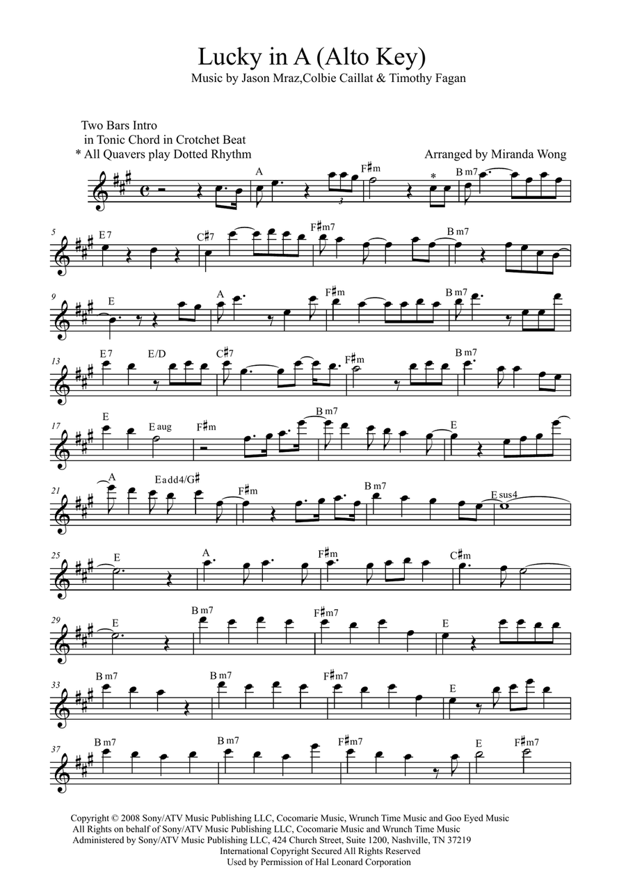 Lucky Alto Saxophone scores gallery preview page 1
