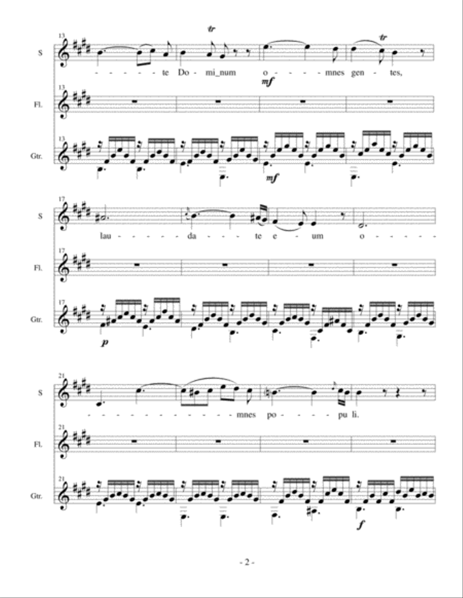 Laudate Dominum for voice, flute, and classical guitar Small Ensemble scores gallery preview page 3