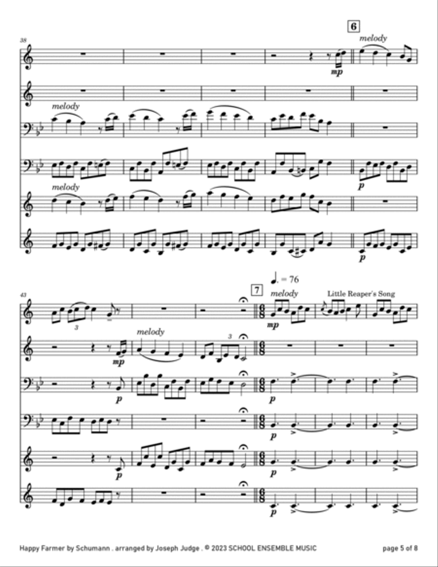 Happy Farmer by Schumann for Brass Quartet in Schools Brass Quartet scores gallery preview page 5