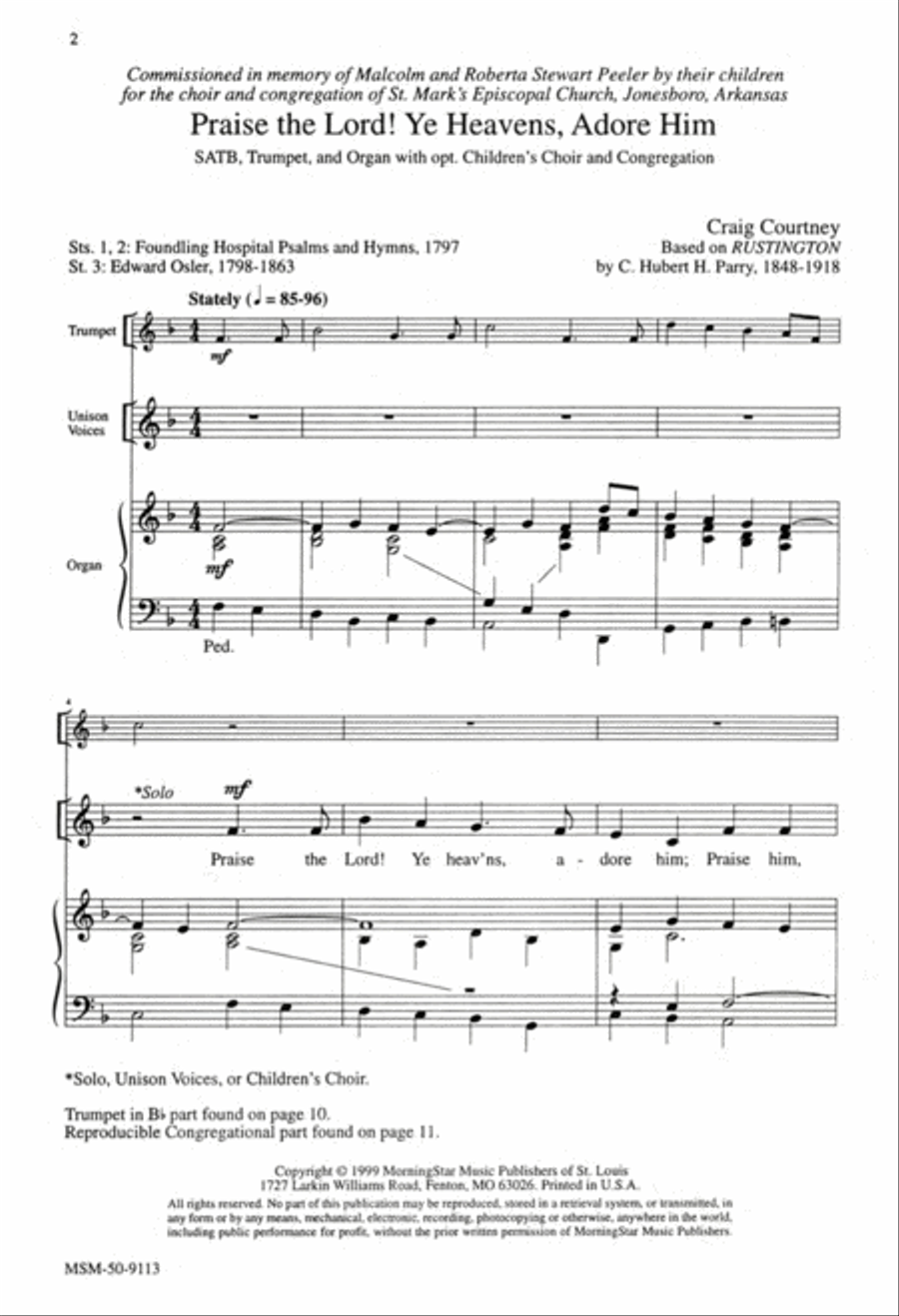Praise the Lord! Ye Heavens, Adore Him 4-Part scores gallery preview page 2
