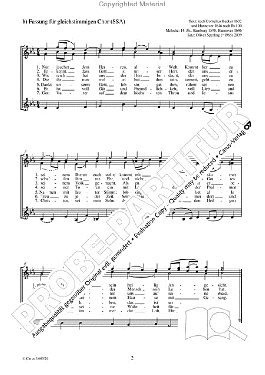 Nun jauchzt dem Herren, alle Welt SSA scores gallery preview page 3